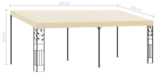VidaXL falra szerelhető pavilon 6 x 3 x 2,5 m, krémszínű