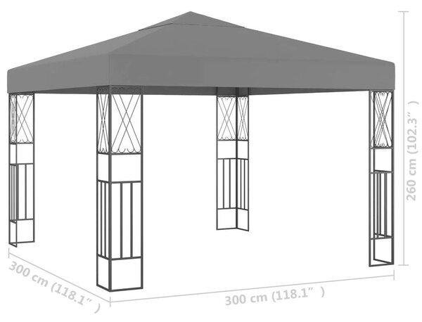 VidaXL Kerti Pavilon - Acél - 3x3m - Antracitszürke