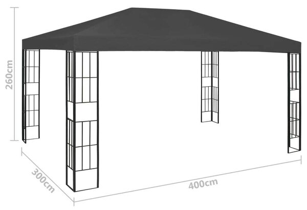 VidaXL Kerti Pavilon - Acélvázas - 3x4m - Antracitszürke