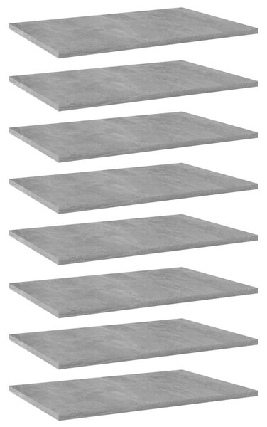 8 db betonszürke forgácslap könyvespolc 60 x 40 x 1,5 cm