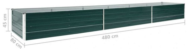 VidaXL Magaságyás - Zöld Acél - 480x80x45 cm