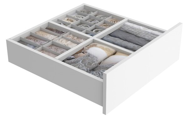 Tolóajtós szekrény 232 cm Belini fehér matt / fehér fényű tükörrel és fiókokkal MGB SZP8/0/W/2W1L/KLAL