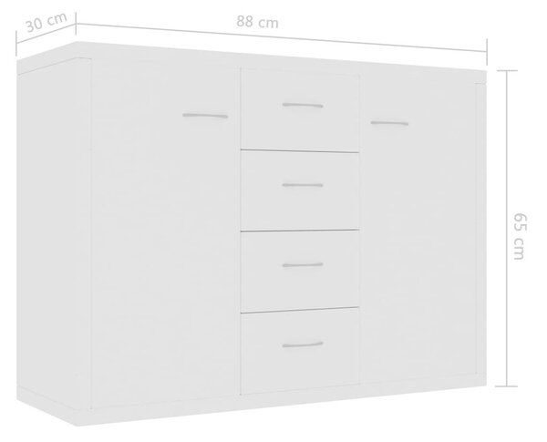 VidaXL Fehér Komód - 88x30x65 cm