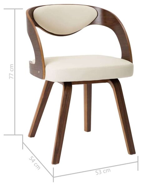 Modern Étkezőszék - 6 db - Krémszínű Műbőr és Fa