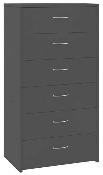 VidaXL 6-fiókos fekete forgácslap tálalószekrény 50 x 34 x 96 cm