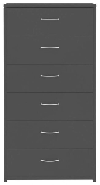 VidaXL 6-fiókos fekete forgácslap tálalószekrény 50 x 34 x 96 cm