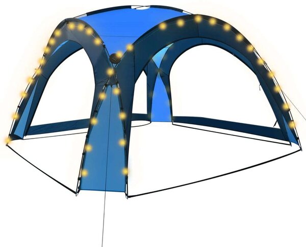 VidaXL Rendezvénysátor - Kék - 3,6x3,6m - LED-es
