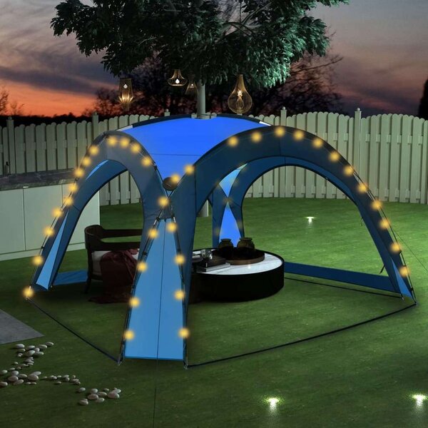VidaXL Rendezvénysátor - Kék - 3,6x3,6m - LED-es