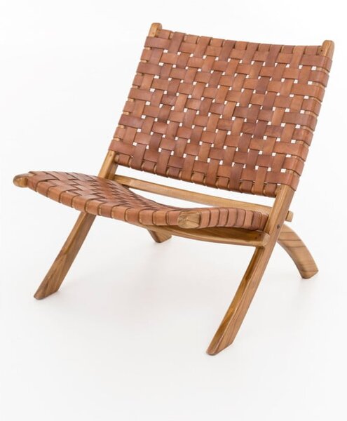 Ruth összecsukható teakfa szék, bőrüléssel - WOOX LIVING