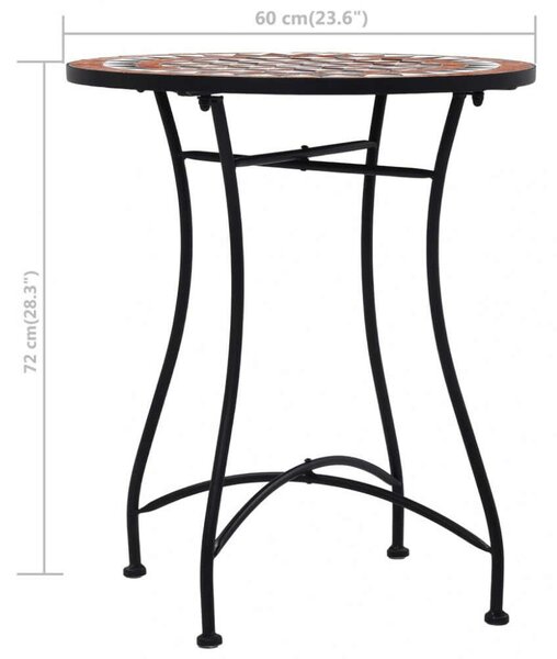 VidaXL Mozaik Bisztróasztal - Barna - 60 cm