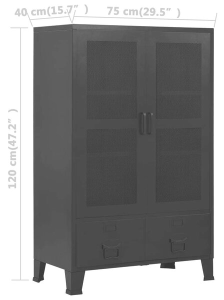VidaXL Ipari Acél Irodai Szekrény - 75x40x120 cm