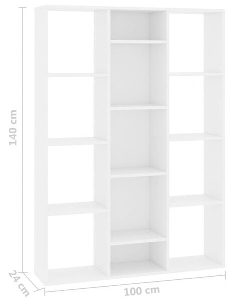 VidaXL Könyvespolc/Térelválasztó - Fehér - 100x24x140 cm