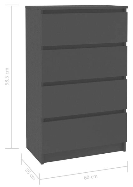 VidaXL fekete szerelt fa tálalószekrény 60 x 35 x 98,5 cm