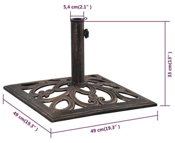 Öntöttvas Napernyőtalp - Bronz - 49 cm