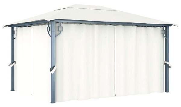 VidaXL alumíniumpavilon függönnyel 400 x 300 cm, Krémszínű