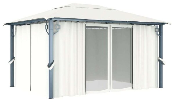 VidaXL alumíniumpavilon függönnyel 400 x 300 cm, Krémszínű