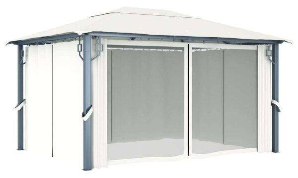 VidaXL alumíniumpavilon függönnyel 400 x 300 cm, Krémszínű