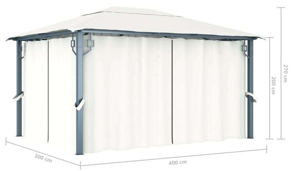 VidaXL alumíniumpavilon függönnyel 400 x 300 cm, Krémszínű