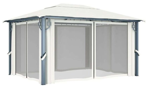 VidaXL alumíniumpavilon függönnyel 400 x 300 cm, Krémszínű