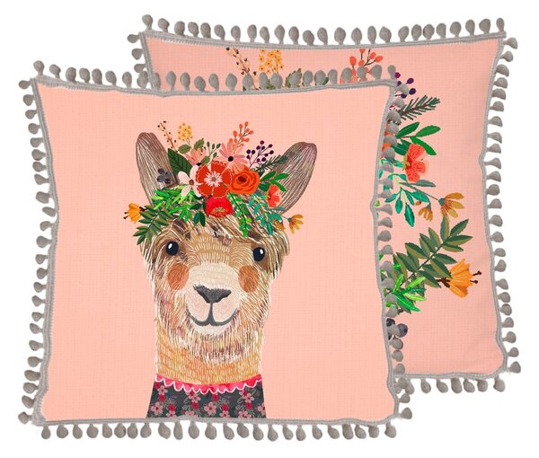 Llama 2 db lenvászon díszpárna, 45 x 45 cm - Little Nice Things