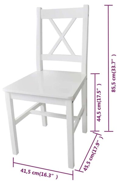 VidaXL Fehér Fenyőfa Étkezőszék - 6 db