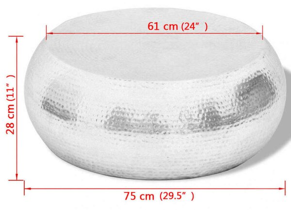 VidaXL Kalapált Alumínium Dohányzóasztal - 75cm