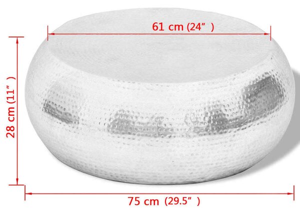 VidaXL Kalapált Alumínium Dohányzóasztal - 75cm