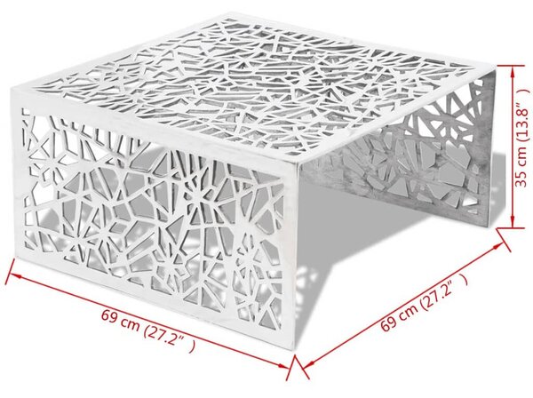 Geometrikus Alumínium Dohányzóasztal - 69x69 cm