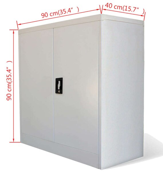 VidaXL Acél Irodai Szekrény - 2 Ajtó - 90 cm