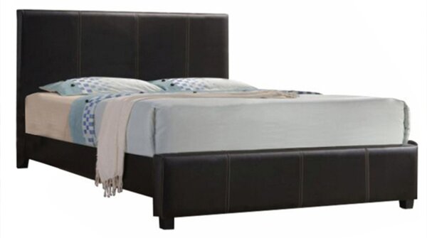 KONDELA Dupla ágy, sötétbarna textilbőr, 180x200, ATALAYA