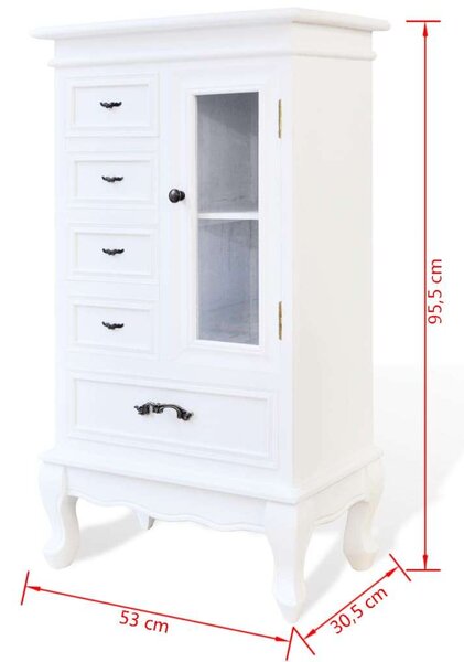 VidaXL Fehér Komód - 5 Fiók, 2 Polc - 95,5 cm
