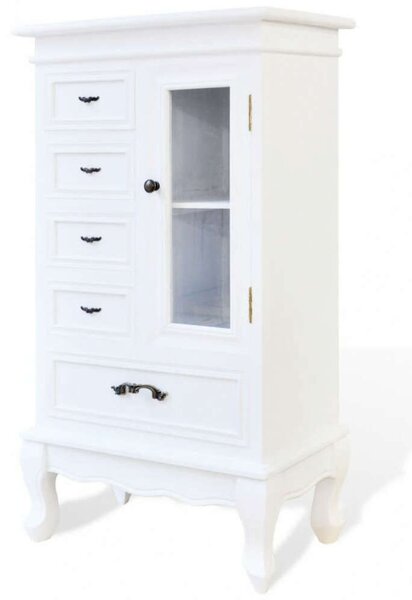 VidaXL Fehér Komód - 5 Fiók, 2 Polc - 95,5 cm