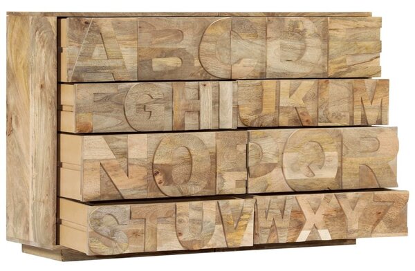 VidaXL tömör mangófa ábécés szekrény 6 fiókkal 120 x 35 x 79 cm