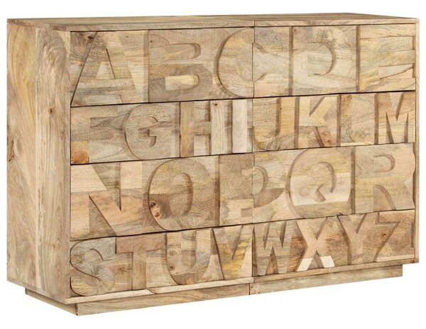 VidaXL tömör mangófa ábécés szekrény 6 fiókkal 120 x 35 x 79 cm