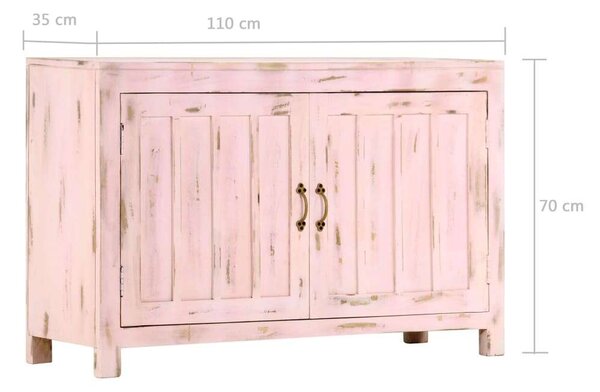 VidaXL világos rózsaszín tömör mangófa tálalószekrény 110 x 35 x 70 cm