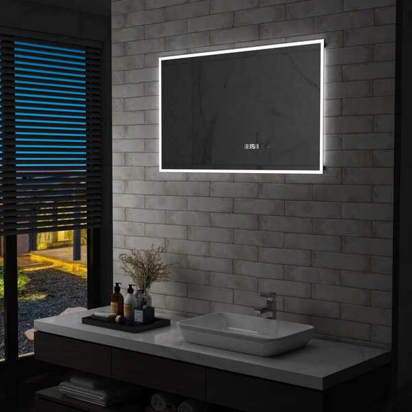 VidaXL LED-es tükör érintésérzékelővel és időkijelzővel 100 x 60 cm