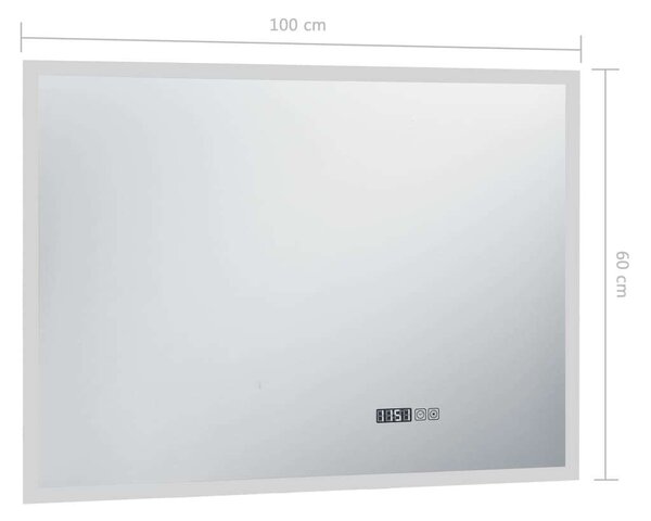 VidaXL LED-es tükör érintésérzékelővel és időkijelzővel 100 x 60 cm