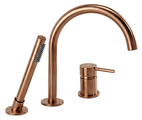 3 Lyukú Kád Csaptelep Rea Lungo Brush Copper