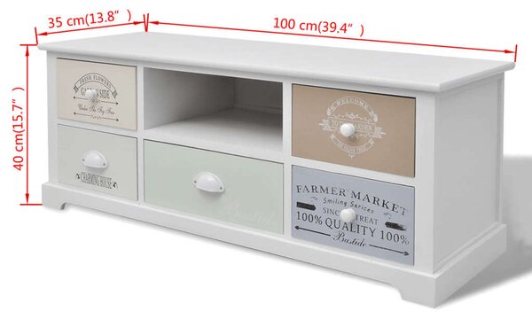 Vidéki Stílusú Fa TV Szekrény - 110 cm