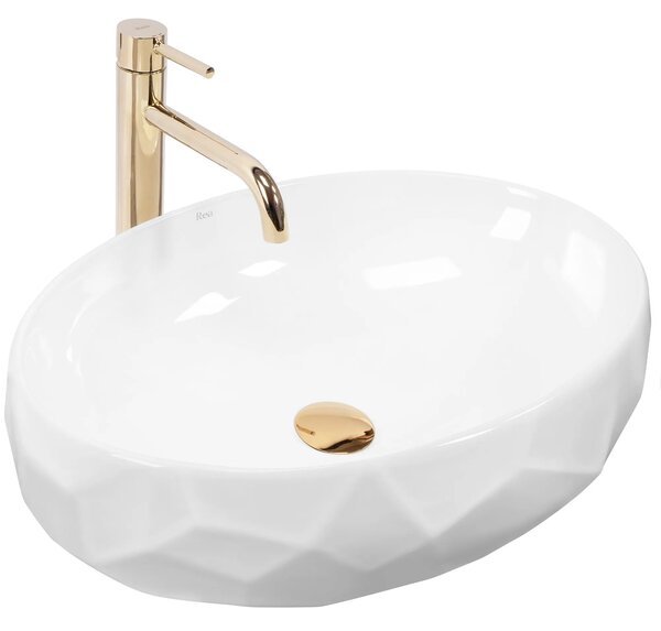 Szett fali WC csésze REA Gustavo Rimless + pultra helyezhető mosdó Maya