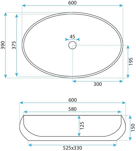 Szett fali WC csésze REA Gustavo Rimless + pultra helyezhető mosdó Maya