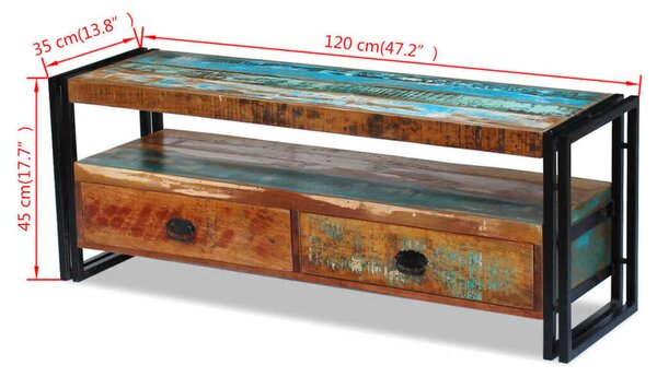 VidaXL Rusztikus TV Szekrény - Újrahasznosított Fa - 120x35x45 cm