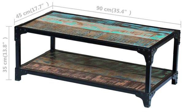 VidaXL Rusztikus Dohányzóasztal - Újrahasznosított Fa - 90x45x35 cm