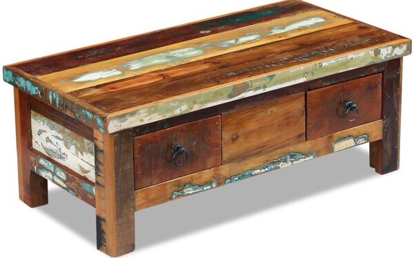 VidaXL Rusztikus Dohányzóasztal - 3 Fiók - 90x45x35 cm