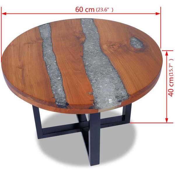 Teakfa Dohányzóasztal - Gyantázott - 60 cm