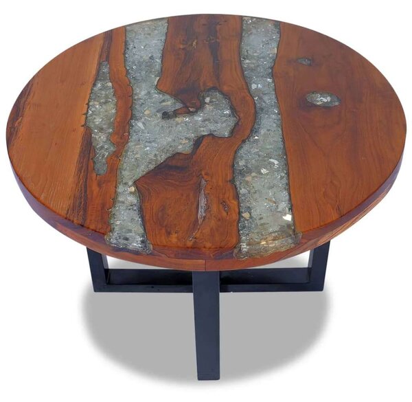 Teakfa Dohányzóasztal - Gyantázott - 60 cm