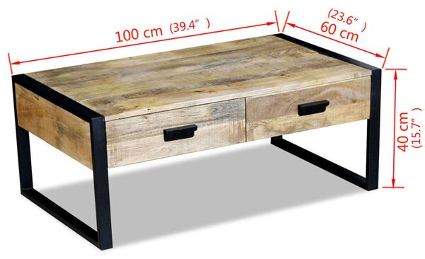 VidaXL Rusztikus Mangófa Dohányzóasztal - 100x60x40 cm