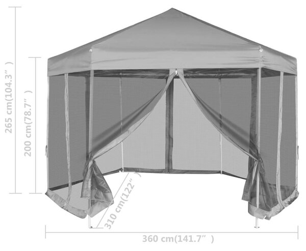 VidaXL Hatszögletű Pavilon - 3,6x3,1m