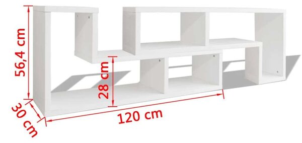 VidaXL TV Szekrény - Fehér - 2 L-alakú Polccal