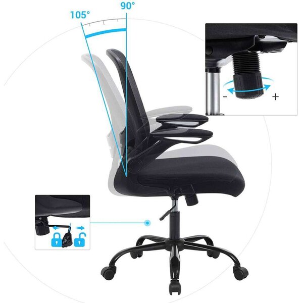 SONGMICS Ergonomikus Irodaszék - Állítható Deréktámasz - Összecsukható Kartámaszok